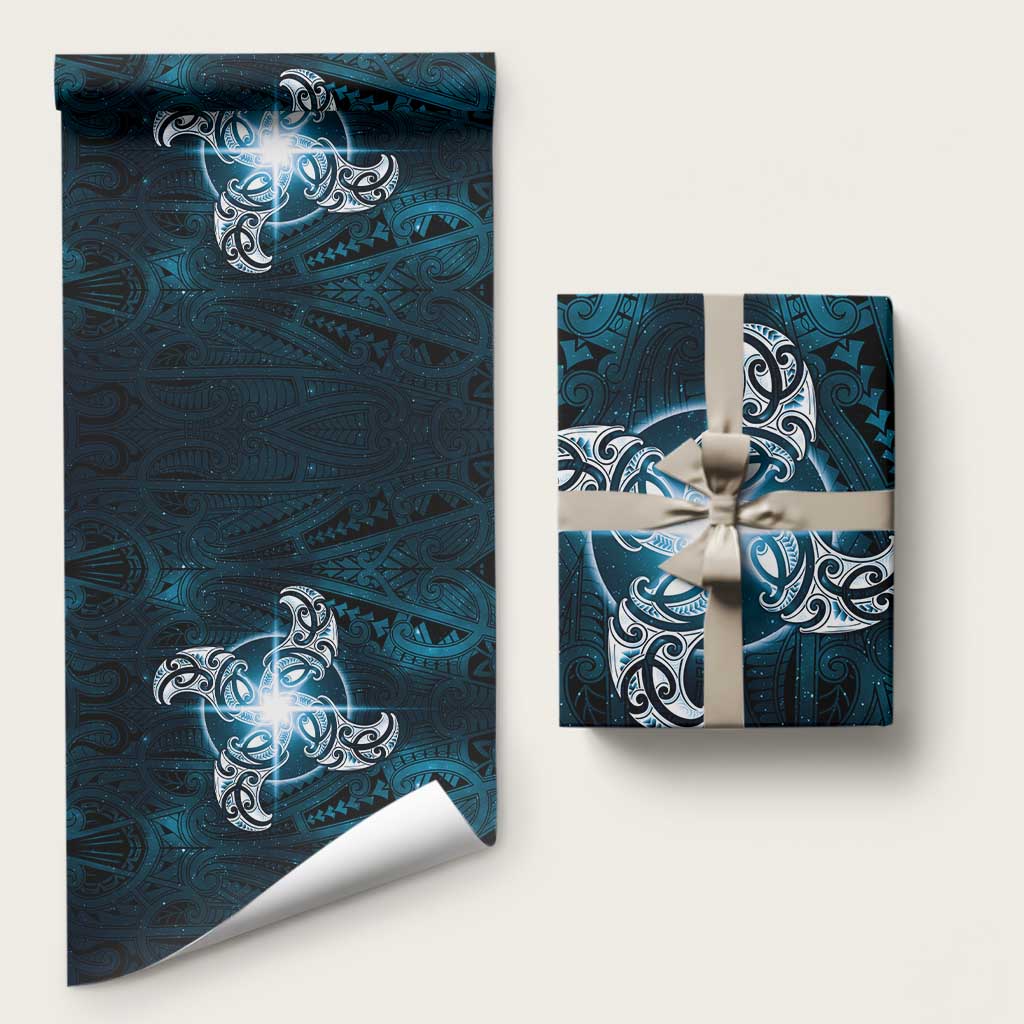 New Zealand Matariki Waita Wrapping Paper Maori Moko Dark Blue Galaxy LT05 58" × 23" Blue - Polynesian Pride
