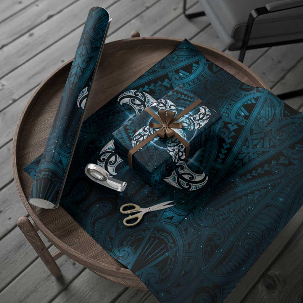New Zealand Matariki Waita Wrapping Paper Maori Moko Dark Blue Galaxy LT05 - Polynesian Pride