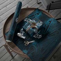 New Zealand Matariki Waita Wrapping Paper Maori Moko Dark Blue Galaxy LT05 - Polynesian Pride