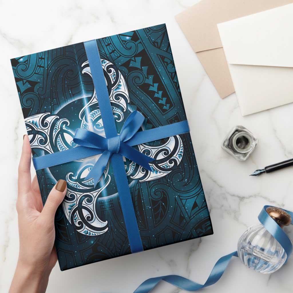 New Zealand Matariki Waita Wrapping Paper Maori Moko Dark Blue Galaxy LT05 - Polynesian Pride