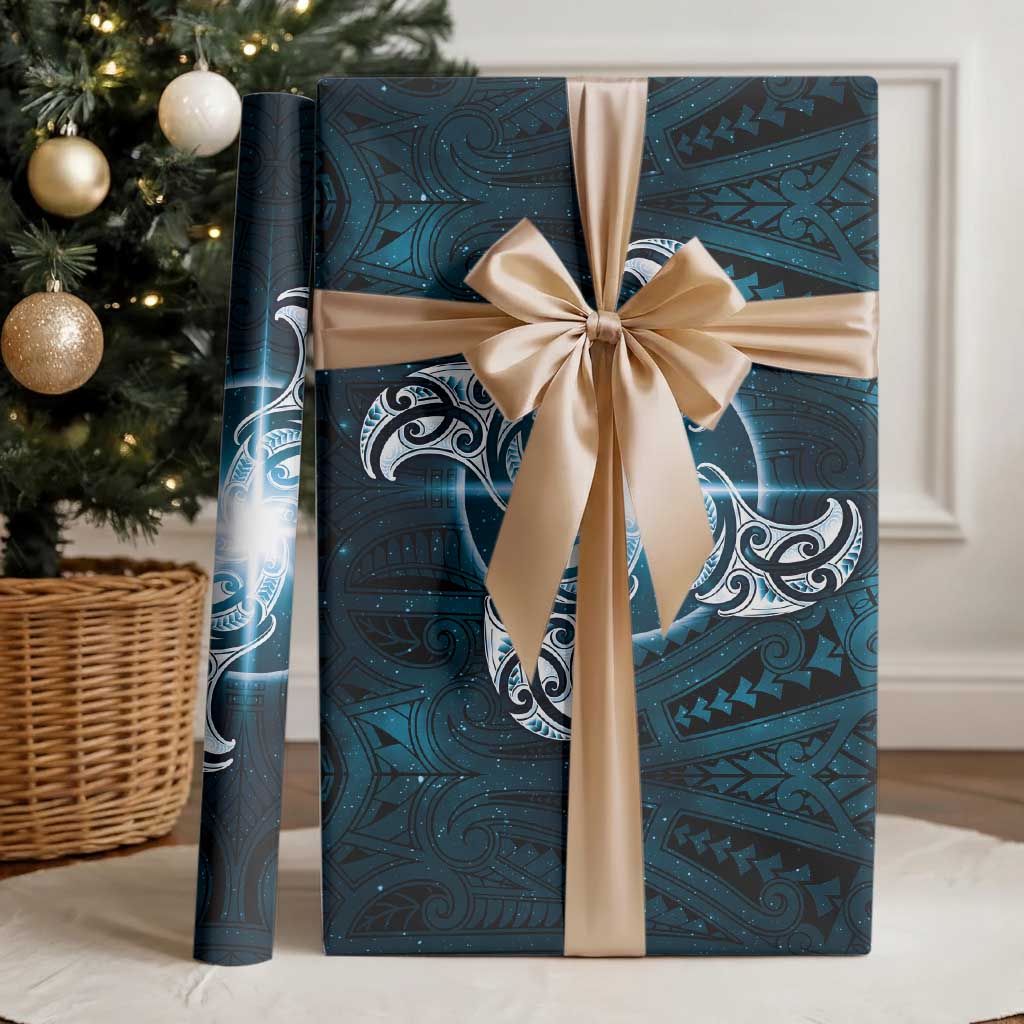 New Zealand Matariki Waita Wrapping Paper Maori Moko Dark Blue Galaxy LT05 - Polynesian Pride