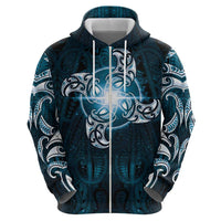 New Zealand Matariki Waita Zip Hoodie Maori Moko Dark Blue Galaxy LT05 - Polynesian Pride
