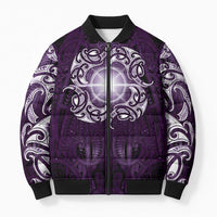 New Zealand Matariki Waipunarangi Bomber Puffer Jacket Maori Moko Purple Galaxy LT05 Unisex Purple - Polynesian Pride