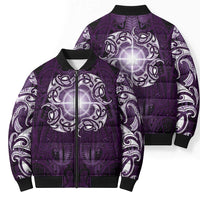 New Zealand Matariki Waipunarangi Bomber Puffer Jacket Maori Moko Purple Galaxy LT05 - Polynesian Pride