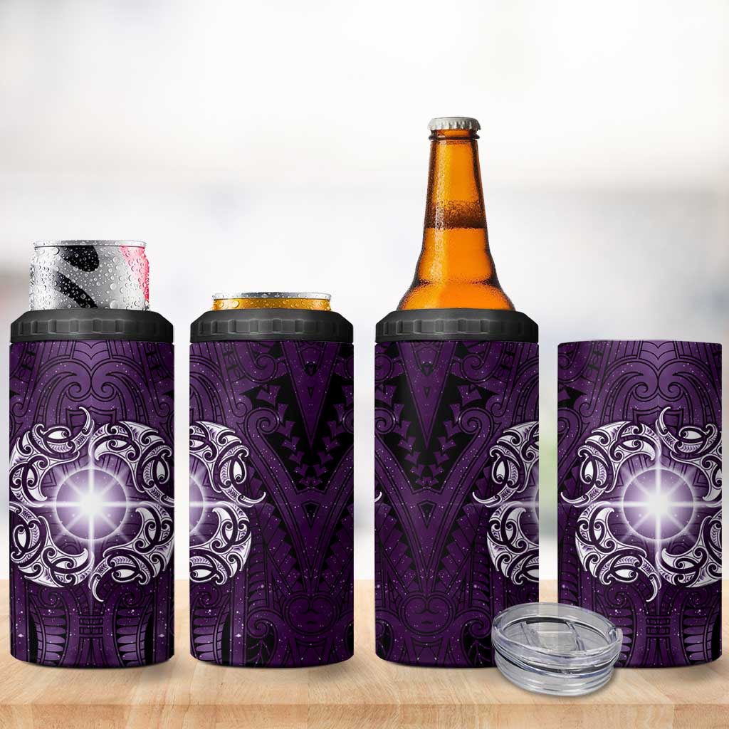 New Zealand Matariki Waipunarangi 4 in 1 Can Cooler Tumbler Maori Moko Purple Galaxy