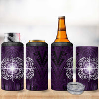 New Zealand Matariki Waipunarangi 4 in 1 Can Cooler Tumbler Maori Moko Purple Galaxy