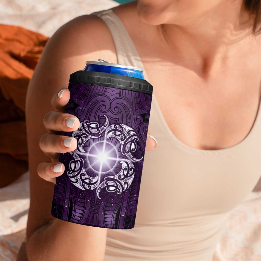 New Zealand Matariki Waipunarangi 4 in 1 Can Cooler Tumbler Maori Moko Purple Galaxy