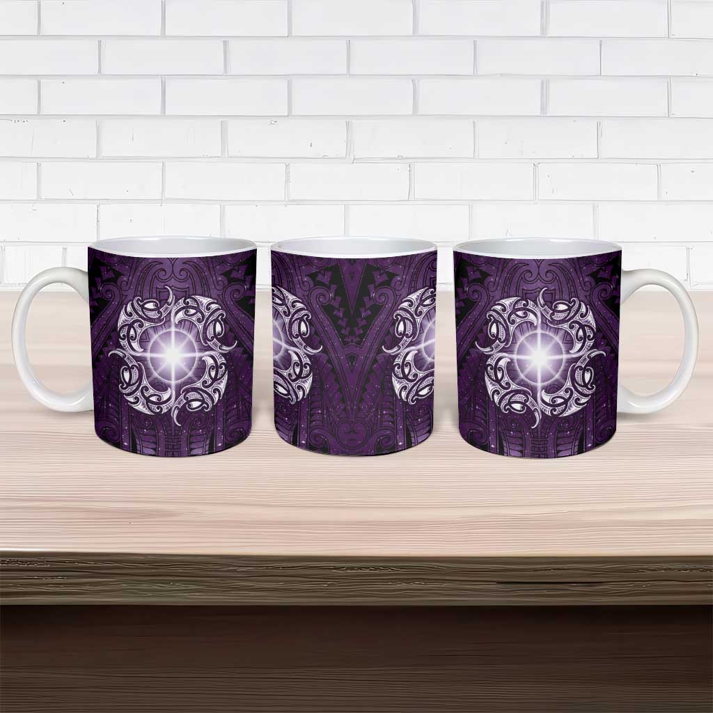 New Zealand Matariki Waipunarangi Ceramic Mug Maori Moko Purple Galaxy LT05 - Polynesian Pride