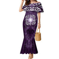 New Zealand Matariki Waipunarangi Family Matching Mermaid Dress and Hawaiian Shirt Maori Moko Purple Galaxy
