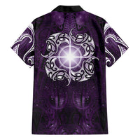 New Zealand Matariki Waipunarangi Family Matching Tank Maxi Dress and Hawaiian Shirt Maori Moko Purple Galaxy