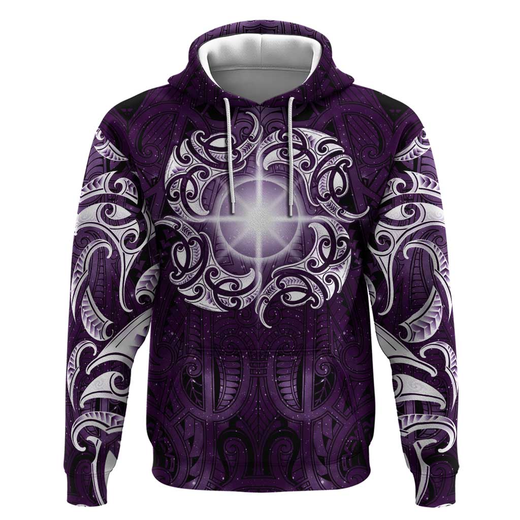 New Zealand Matariki Waipunarangi Hoodie Maori Moko Purple Galaxy
