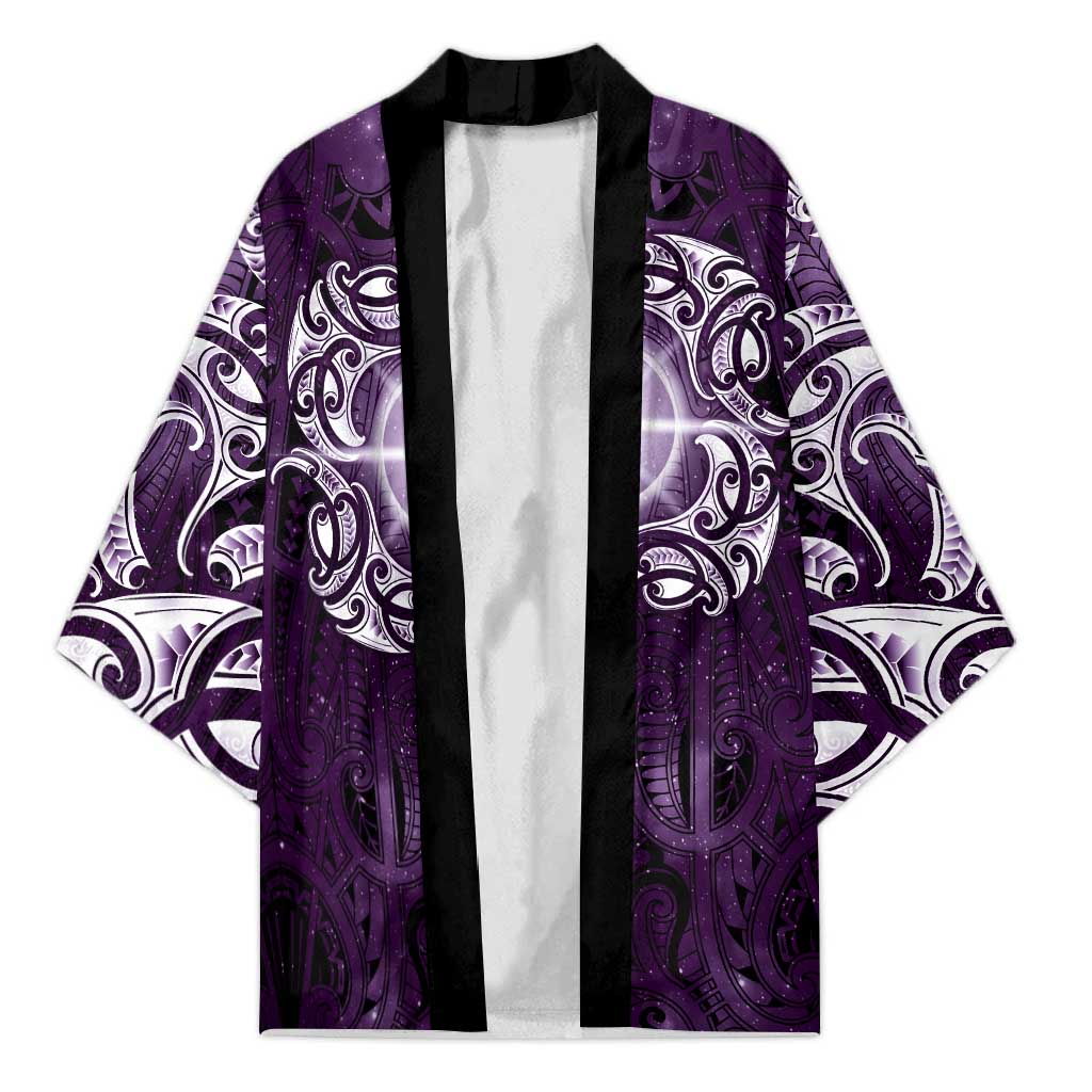 New Zealand Matariki Waipunarangi Kimono Maori Moko Purple Galaxy LT05 Unisex Purple - Polynesian Pride