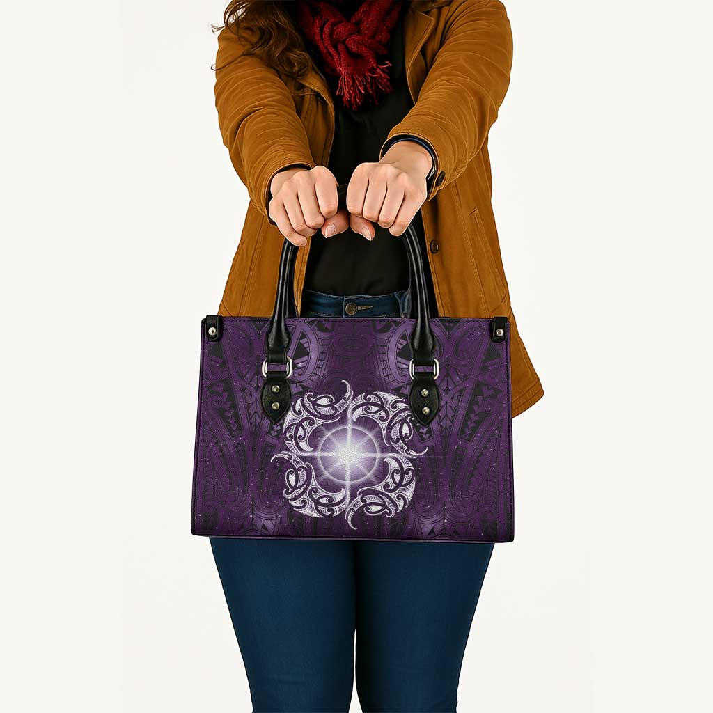 New Zealand Matariki Waipunarangi Leather Bag Maori Moko Purple Galaxy LT05 - Polynesian Pride
