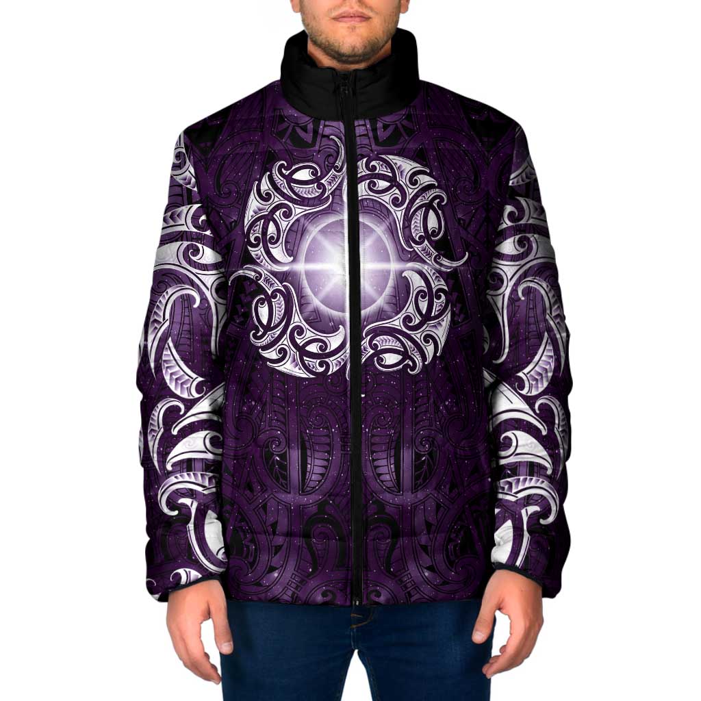 New Zealand Matariki Waipunarangi Padded Jacket Maori Moko Purple Galaxy LT05 Men Purple - Polynesian Pride
