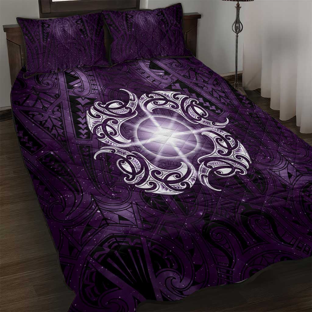 New Zealand Matariki Waipunarangi Quilt Bed Set Maori Moko Purple Galaxy LT05 Purple - Polynesian Pride