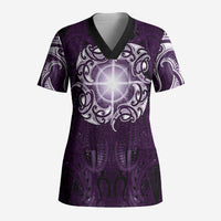 New Zealand Matariki Waipunarangi Scrub Top Maori Moko Purple Galaxy LT05 Adult Purple - Polynesian Pride