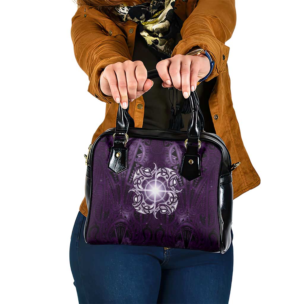 New Zealand Matariki Waipunarangi Shoulder Handbag Maori Moko Purple Galaxy LT05 One Size Purple - Polynesian Pride