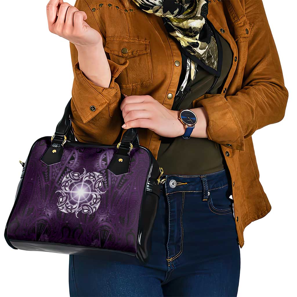 New Zealand Matariki Waipunarangi Shoulder Handbag Maori Moko Purple Galaxy LT05 - Polynesian Pride
