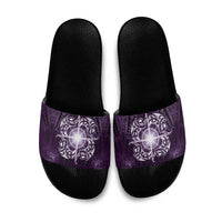 New Zealand Matariki Waipunarangi Slide Sandals Maori Moko Purple Galaxy
