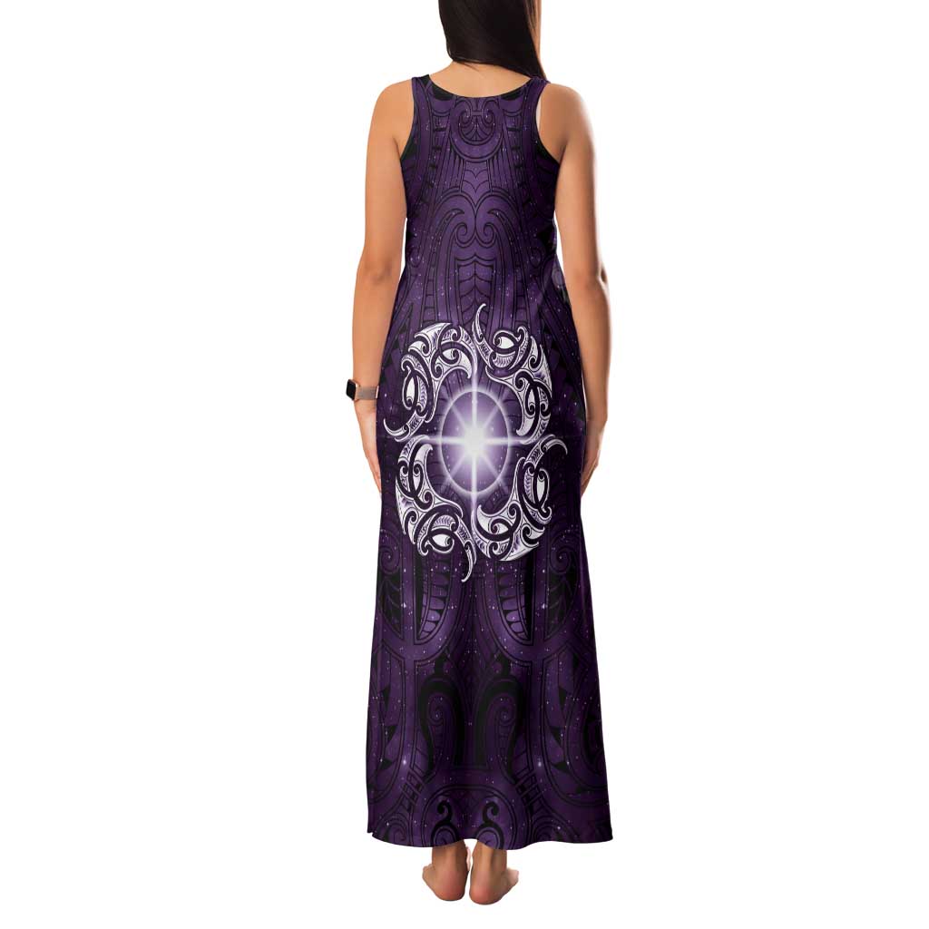 New Zealand Matariki Waipunarangi Tank Maxi Dress Maori Moko Purple Galaxy
