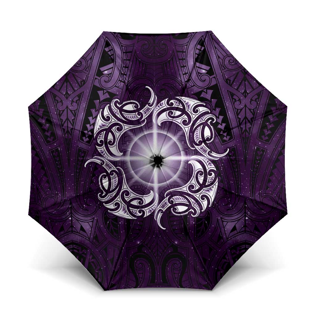 New Zealand Matariki Waipunarangi Umbrella Maori Moko Purple Galaxy LT05 One Size Folded 11.42 inch Opened Diameter 37.4 inch Purple - Polynesian Pride