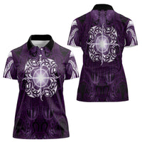 New Zealand Matariki Waipunarangi Women Polo Shirt Maori Moko Purple Galaxy
