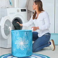 New Zealand Matariki Waiti Laundry Basket Maori Moko Cyan Galaxy LT05 - Polynesian Pride