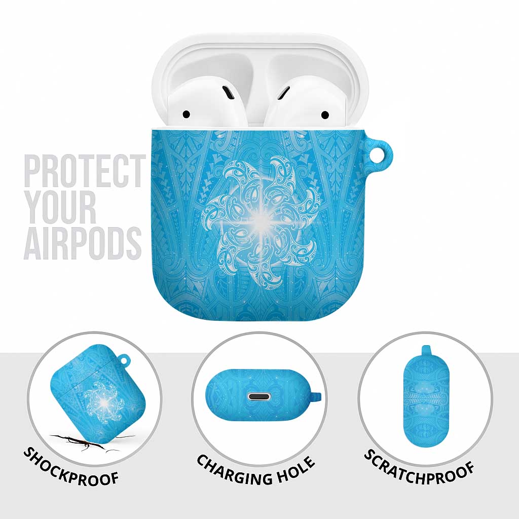 New Zealand Matariki Waiti AirPods Case Maori Moko Cyan Galaxy LT05 - Polynesian Pride