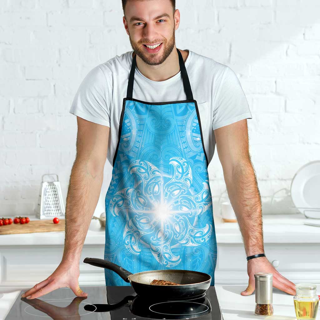 New Zealand Matariki Waiti Apron Maori Moko Cyan Galaxy LT05 - Polynesian Pride