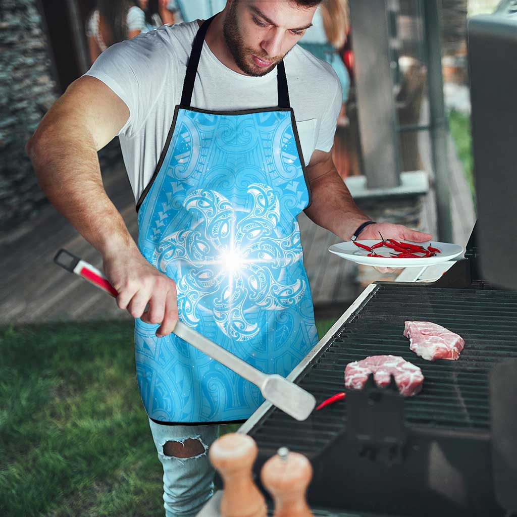 New Zealand Matariki Waiti Apron Maori Moko Cyan Galaxy LT05 - Polynesian Pride