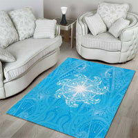 New Zealand Matariki Waiti Area Rug Maori Moko Cyan Galaxy LT05 - Polynesian Pride