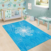 New Zealand Matariki Waiti Area Rug Maori Moko Cyan Galaxy LT05 - Polynesian Pride