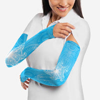 New Zealand Matariki Waiti Arm Sleeves Maori Moko Cyan Galaxy LT05 - Polynesian Pride
