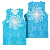 New Zealand Matariki Waiti Basketball Jersey Maori Moko Cyan Galaxy LT05 - Polynesian Pride