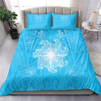 New Zealand Matariki Waiti Bedding Set Maori Moko Cyan Galaxy