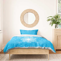 New Zealand Matariki Waiti Bedding Set Maori Moko Cyan Galaxy