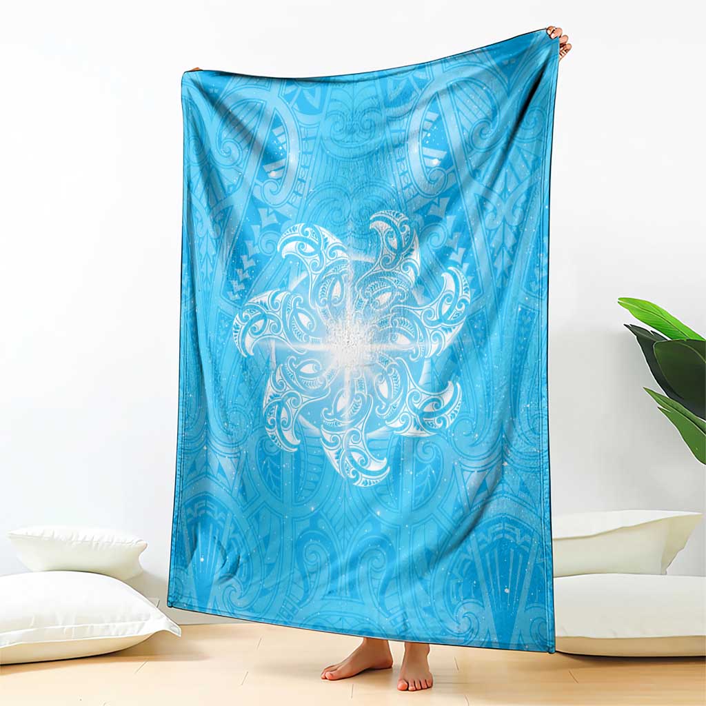 New Zealand Matariki Waiti Blanket Maori Moko Cyan Galaxy LT05 - Polynesian Pride