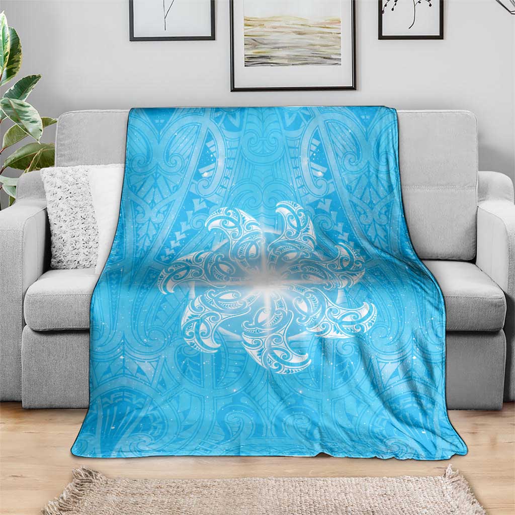New Zealand Matariki Waiti Blanket Maori Moko Cyan Galaxy LT05 - Polynesian Pride