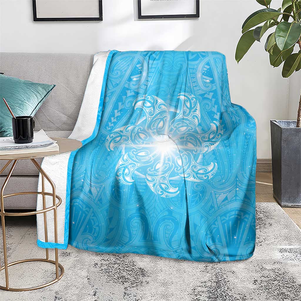 New Zealand Matariki Waiti Blanket Maori Moko Cyan Galaxy LT05 - Polynesian Pride