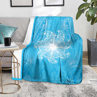 New Zealand Matariki Waiti Blanket Maori Moko Cyan Galaxy LT05 - Polynesian Pride