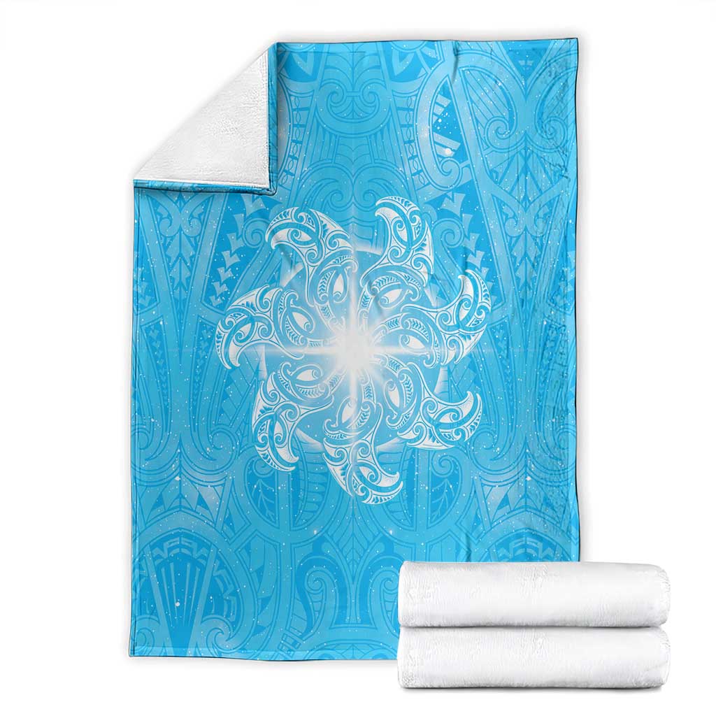 New Zealand Matariki Waiti Blanket Maori Moko Cyan Galaxy LT05 - Polynesian Pride