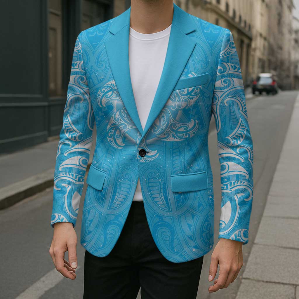 New Zealand Matariki Waiti Blazer Maori Moko Cyan Galaxy LT05 - Polynesian Pride