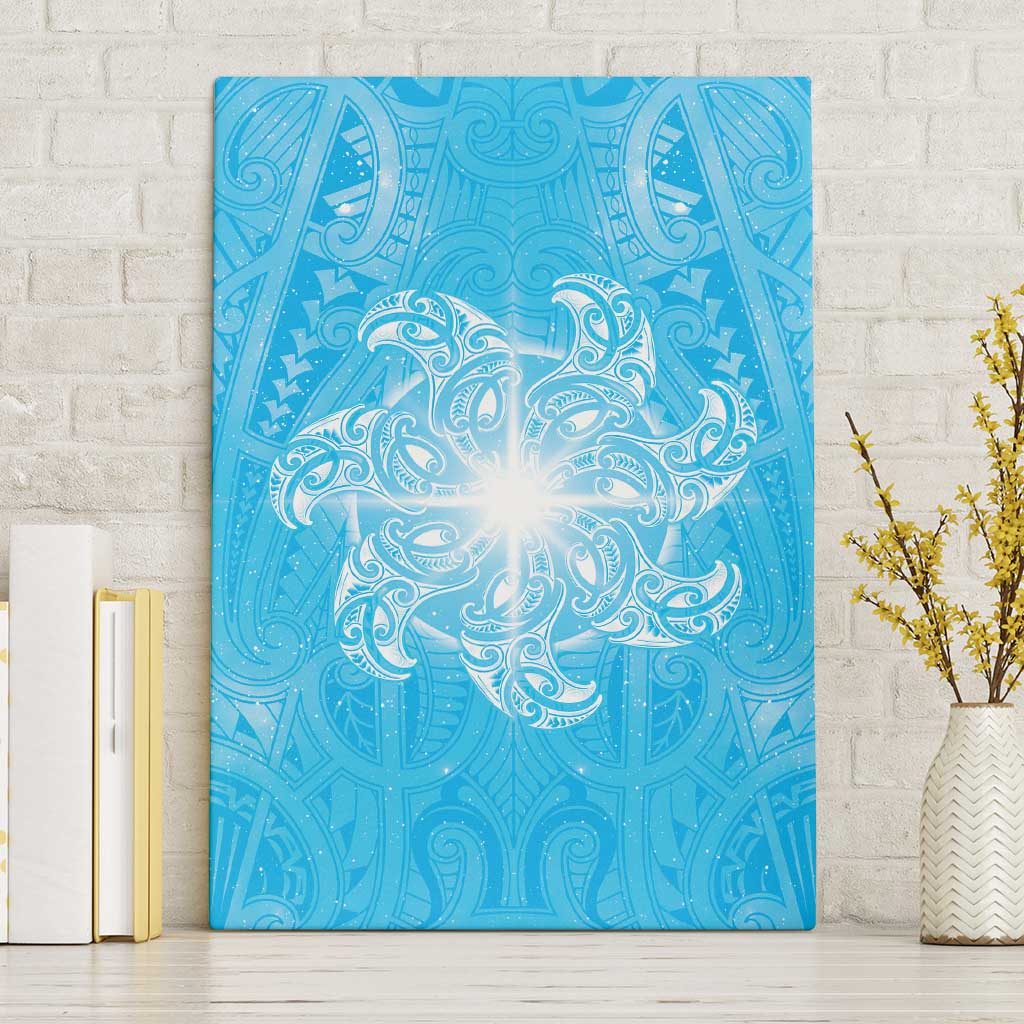 New Zealand Matariki Waiti Canvas Wall Art Maori Moko Cyan Galaxy LT05 Without Frame Cyan - Polynesian Pride