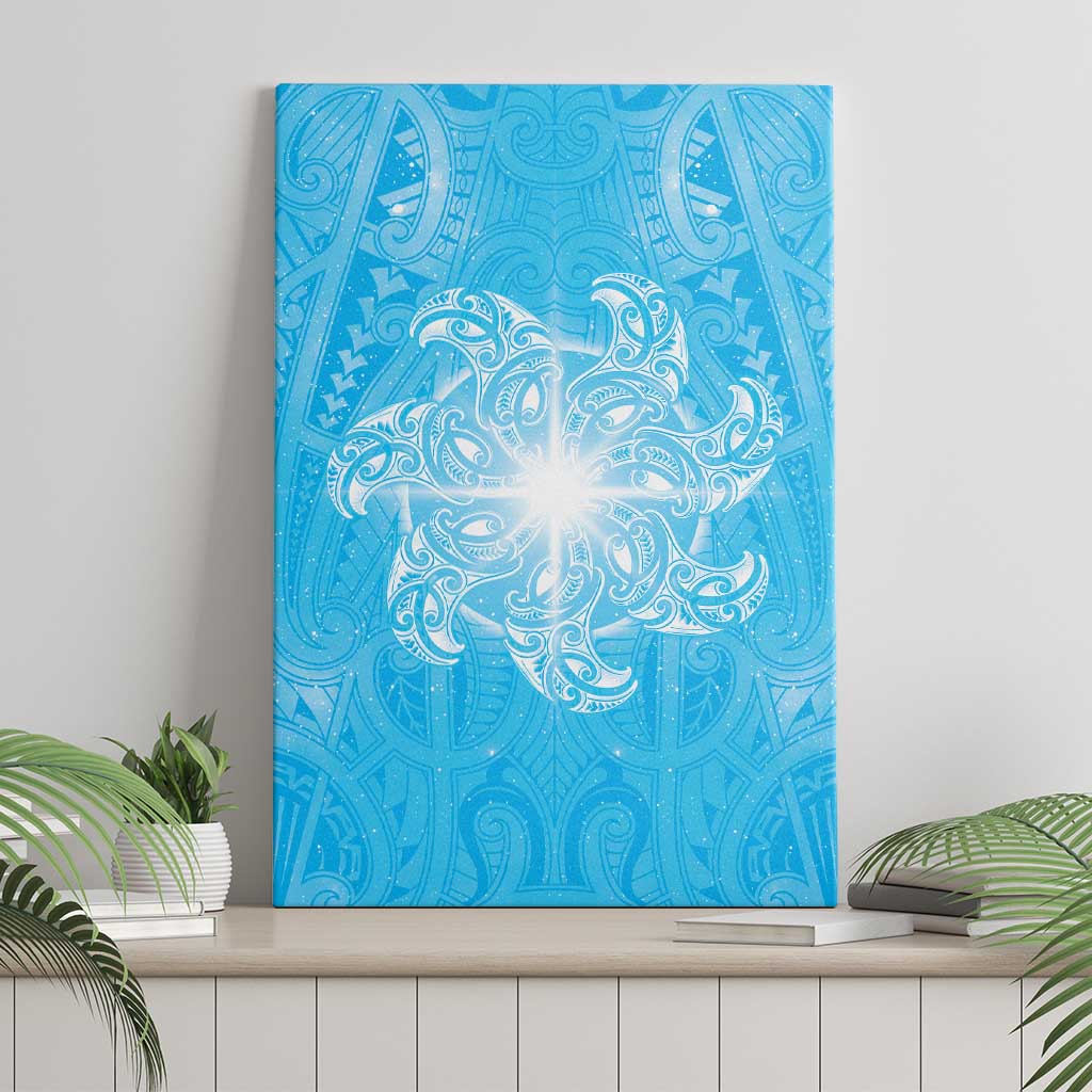 New Zealand Matariki Waiti Canvas Wall Art Maori Moko Cyan Galaxy LT05 - Polynesian Pride