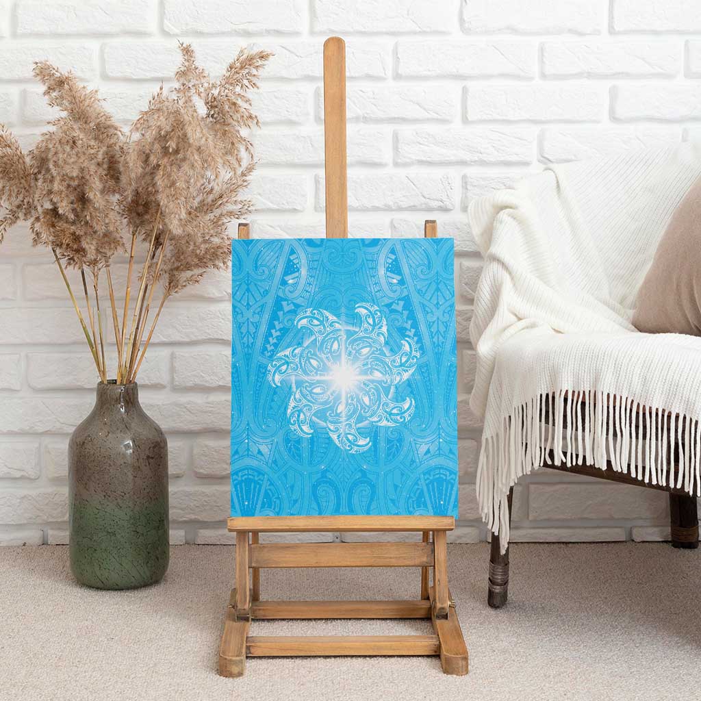 New Zealand Matariki Waiti Canvas Wall Art Maori Moko Cyan Galaxy LT05 - Polynesian Pride
