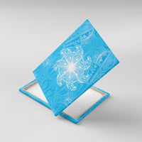 New Zealand Matariki Waiti Canvas Wall Art Maori Moko Cyan Galaxy LT05 With Frame Cyan - Polynesian Pride
