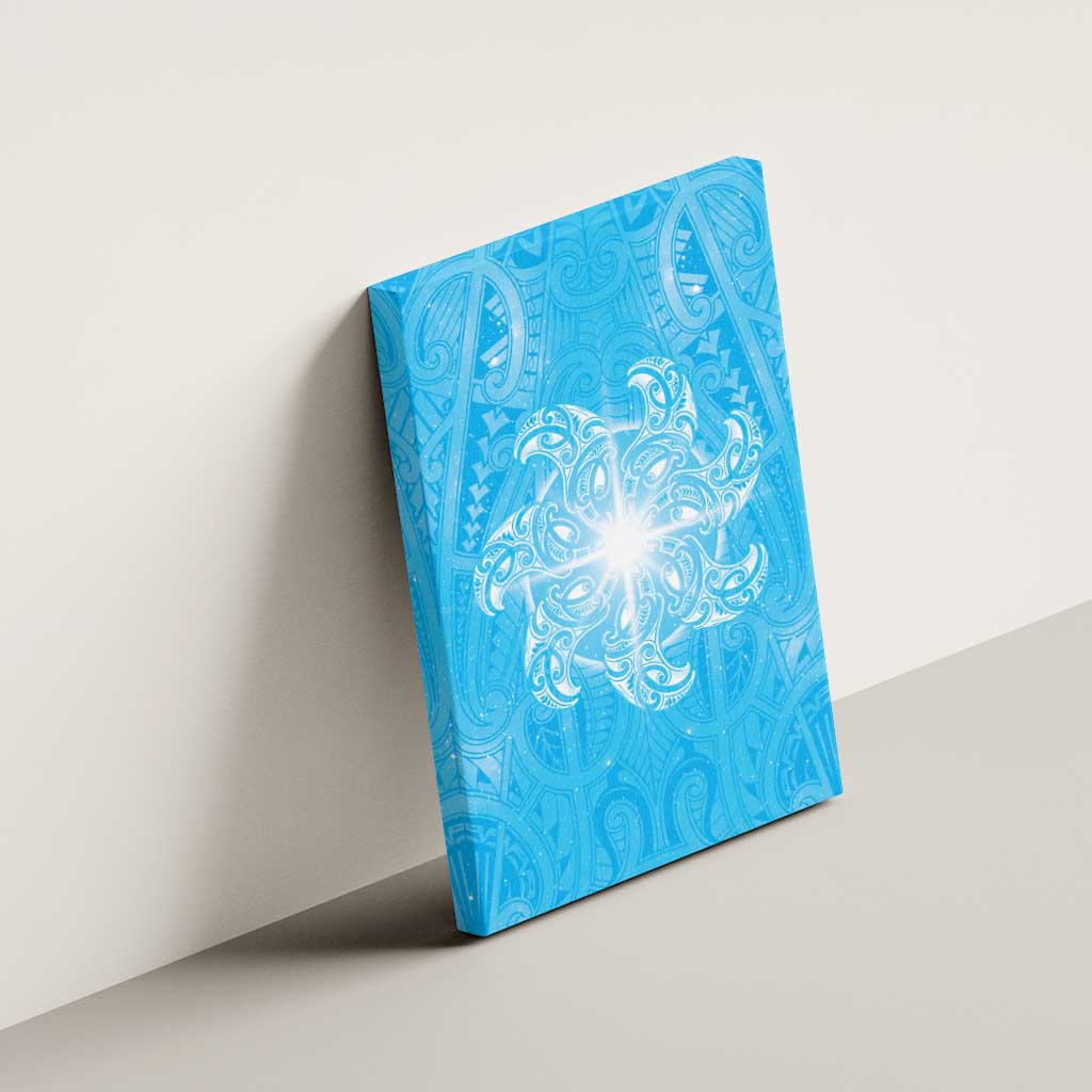 New Zealand Matariki Waiti Canvas Wall Art Maori Moko Cyan Galaxy LT05 - Polynesian Pride
