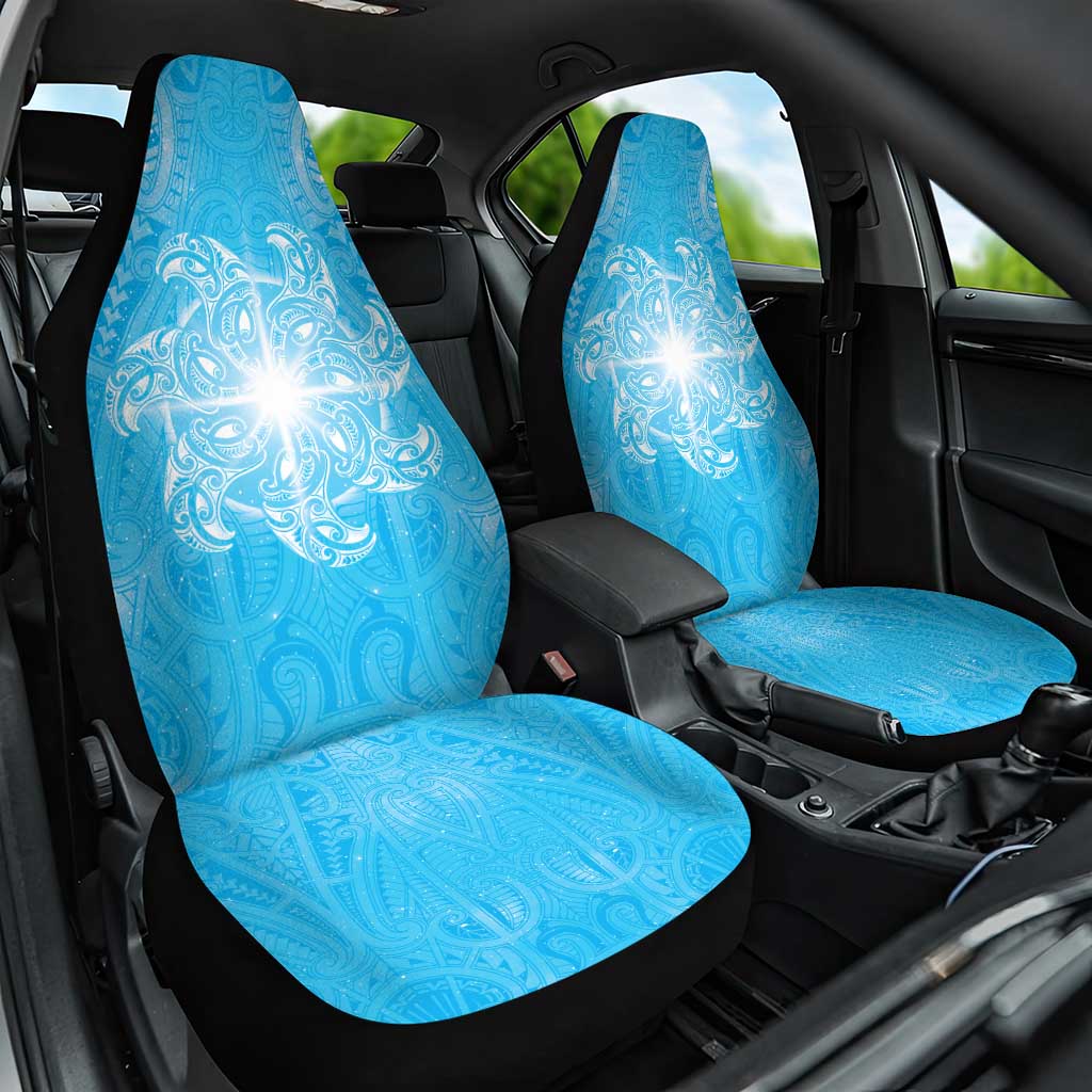 New Zealand Matariki Waiti Car Seat Cover Maori Moko Cyan Galaxy LT05 One Size Cyan - Polynesian Pride