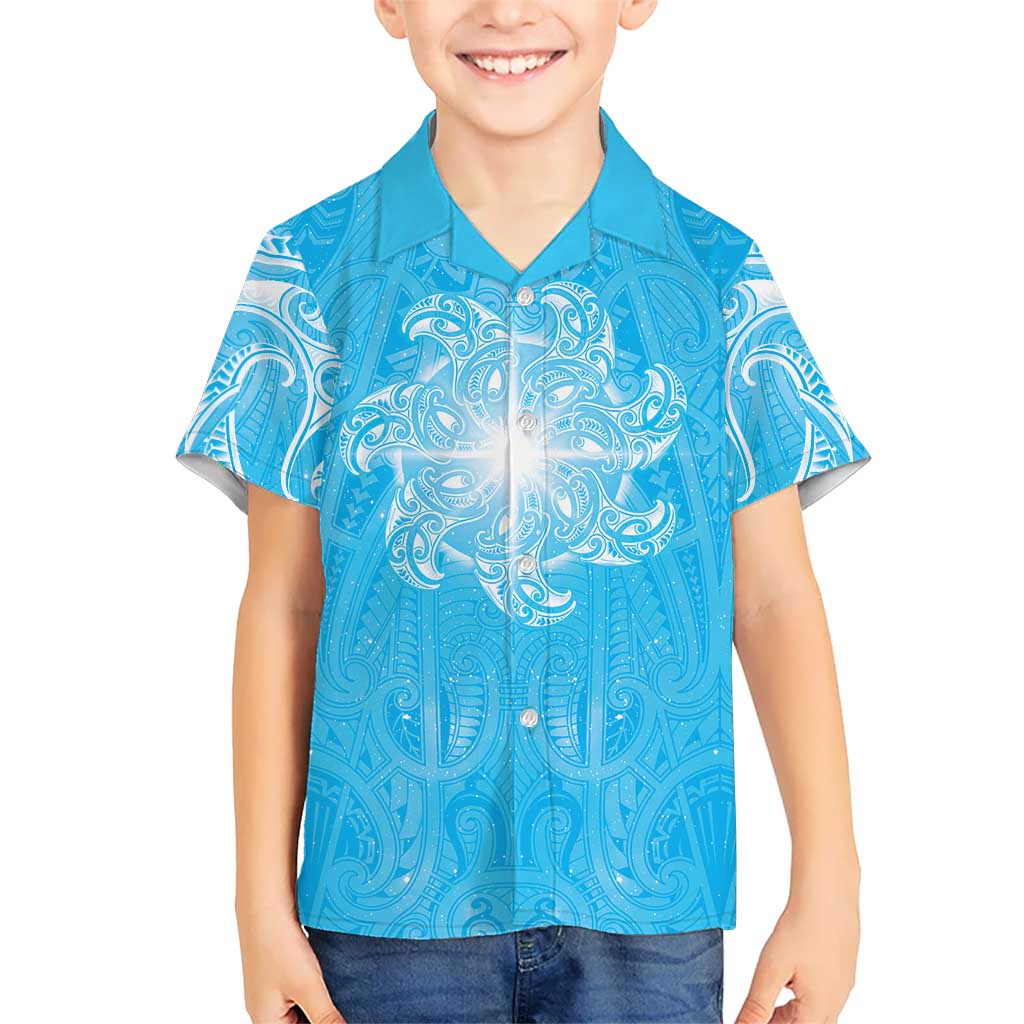 New Zealand Matariki Waiti Family Matching Mermaid Dress and Hawaiian Shirt Maori Moko Cyan Galaxy