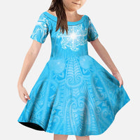 New Zealand Matariki Waiti Family Matching Off Shoulder Maxi Dress and Hawaiian Shirt Maori Moko Cyan Galaxy